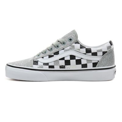 Silver sparkle hot sale vans womens