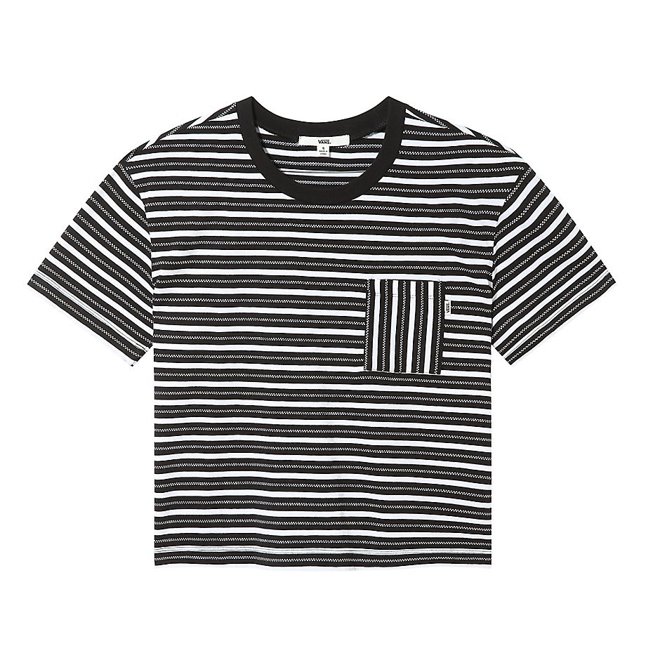 VANS T-shirt Mini Check (black) Femme Noir, Taille M