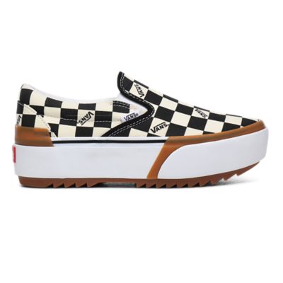 Checkerboard Classic Slip-On Stacked Shoes | Black | Vans