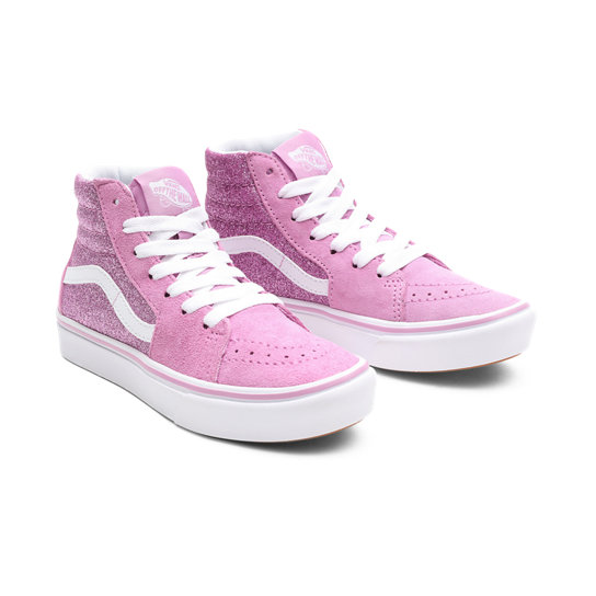 Kids Glitter ComfyCush SK8-Hi Shoes (4-8 years) | Pink | Vans