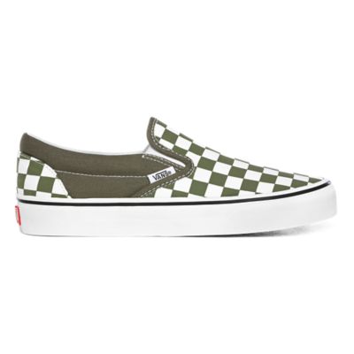 vans checkerboard slip on green