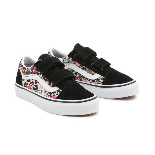 Youth Leopard Floral Old Skool Velcro Shoes (8-14 years) | Vans
