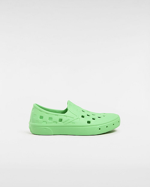 Vans Kids Slip-on Trk Shoes (4-8 Years) (summer Brights Poison Green) Kids Green