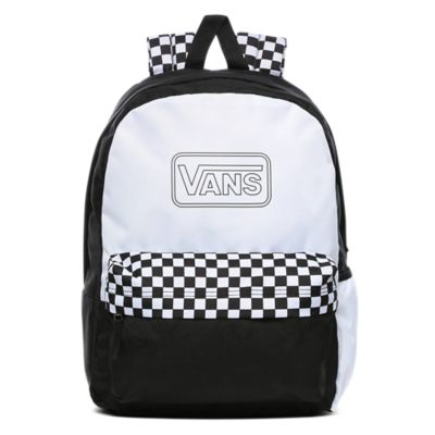 vans realm classic diy checkerboard black & white backpack