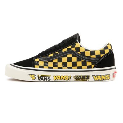 Vans shoes yellow store and white checkered