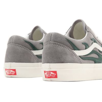 Vans old skool stormy grey best sale & white pig suede skate shoes