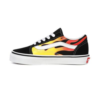 Vans black hot sale with flames