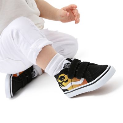 Toddler Hot Flame Sk8-Mid Velcro Shoes (1-4 years) | Black | Vans