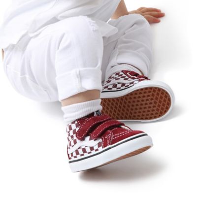 bind Abe Faderlig Toddler Checkerboard Sk8-Mid Reissue Velcro Shoes (1-4 years) | Red | Vans