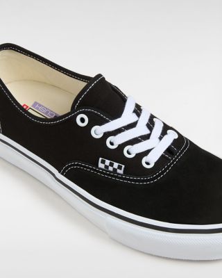 Vans authentic white and deals black sole skate shoes