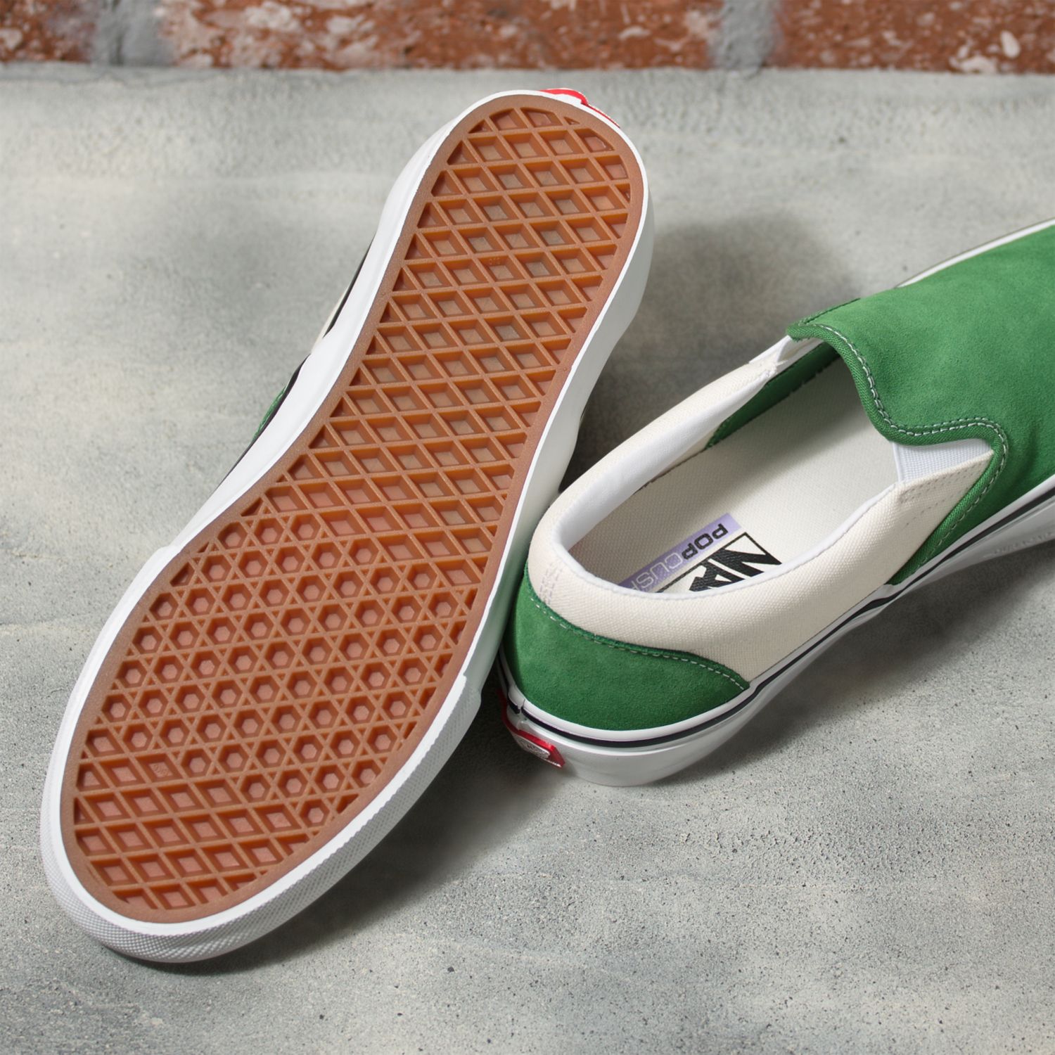 Vans olive green outlet slip ons