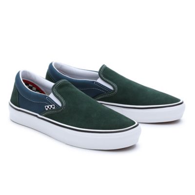 Green suede slip outlet on vans