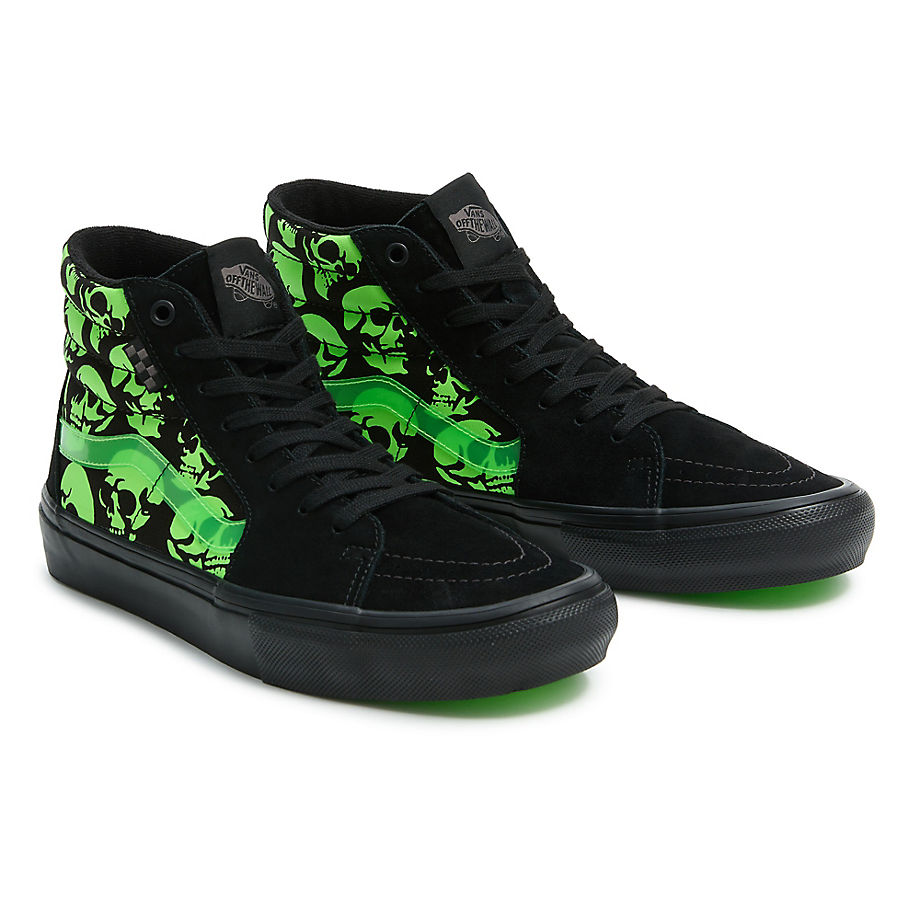 Vans Skate Sk8-hi Glow Skulls Shoes (black/green/bla) Men