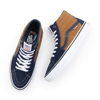 Blue and brown vans cheap high tops