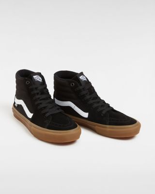 Black high top outlet vans with gum sole