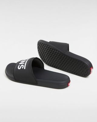 Vans black shop and white slides