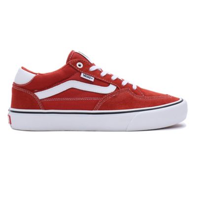 Vans red best sale and white shoes