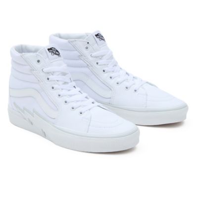 High top deals white leather vans