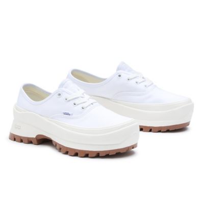 Vans era stacked hot sale white trainers