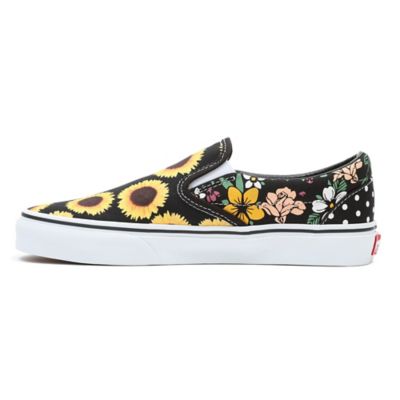 Vans classic slip on black sales tropical shoes