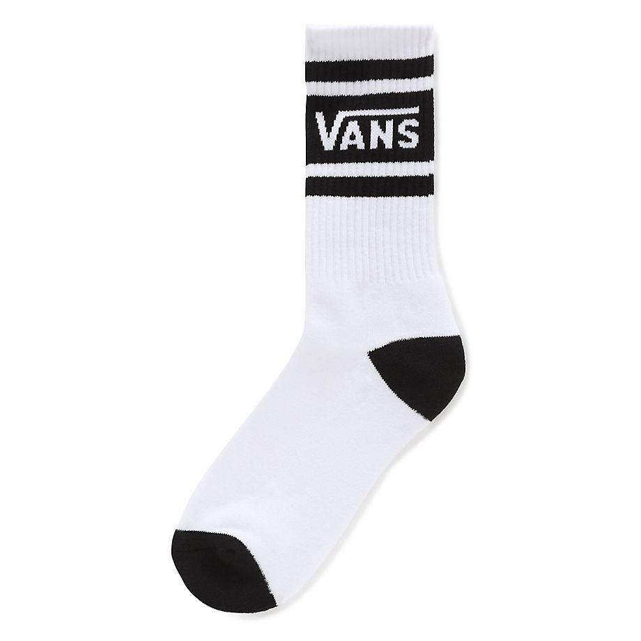 Vans Kids Drop V Crew Socks 1-6 (1 Pair) (white-black) Youth White