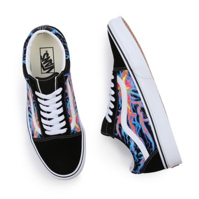 Vans old skool flame black outlet & white bumper skate shoes