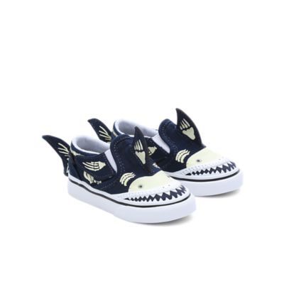 Vans Toddler Slip-on V Shark Glow Shoe(blue/multi)