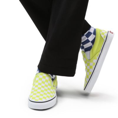 Yellow checkered best sale vans slip ons