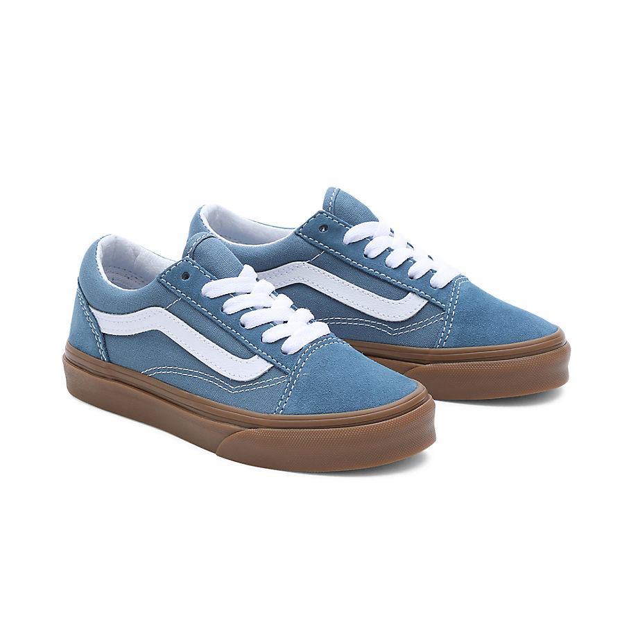 Vans Kids Gum Old Skool Shoes (4-8 Years) (blue/true White) Kids Blue