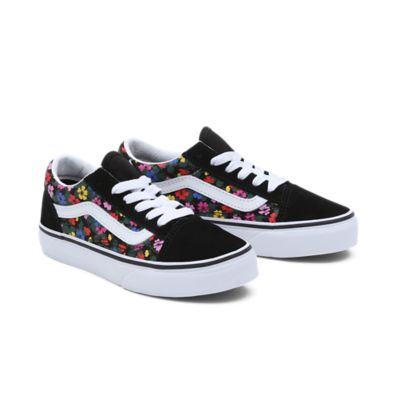 Floral Skool Kinderschoenen (4-8 jaar) | Zwart | Vans