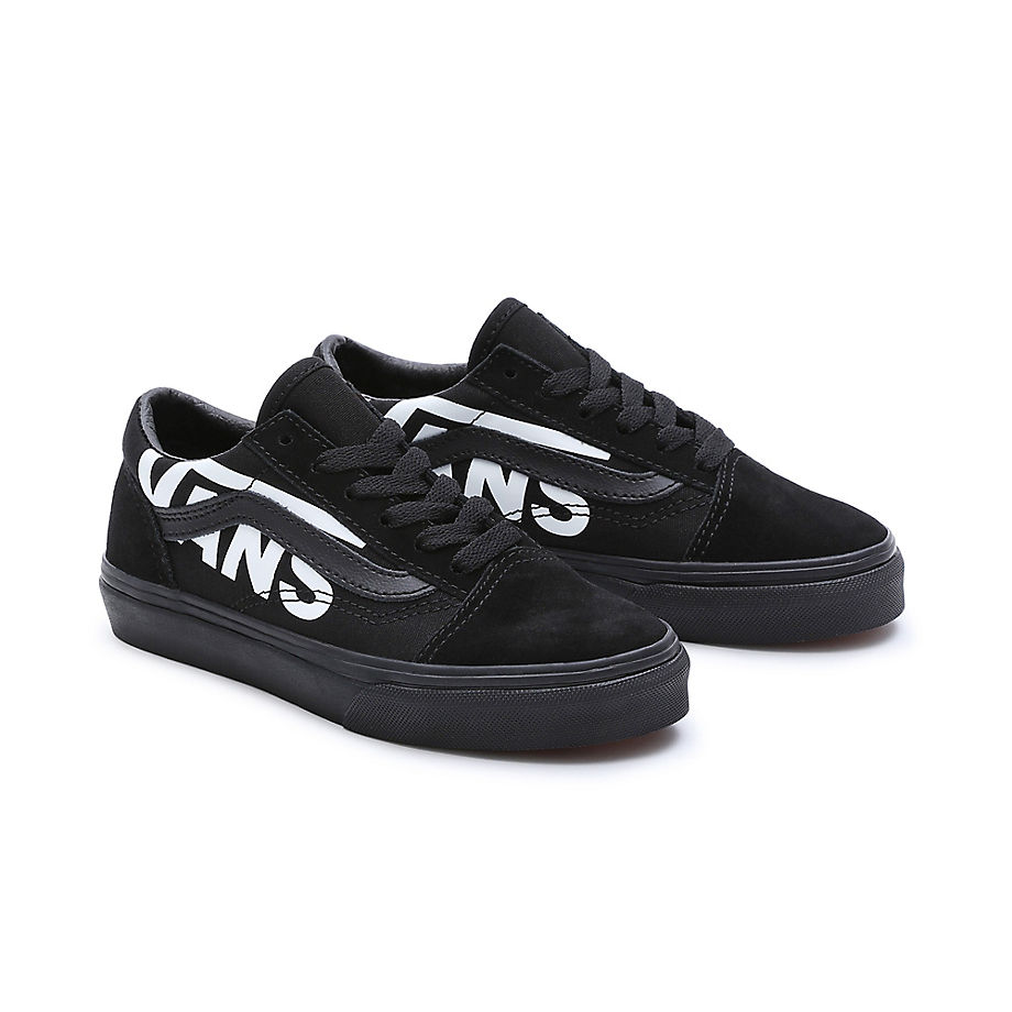 Vans Kids Logo Old Skool Shoes (4-8 Years) (black/white) Kids Black