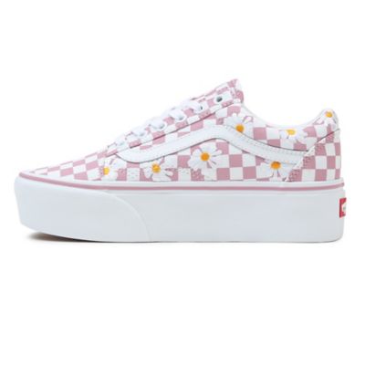 Light pink and white hotsell checkered vans