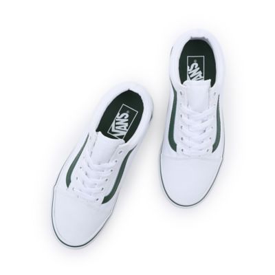 Vans Old Skool Stackform sneakers in white with green sports stripes