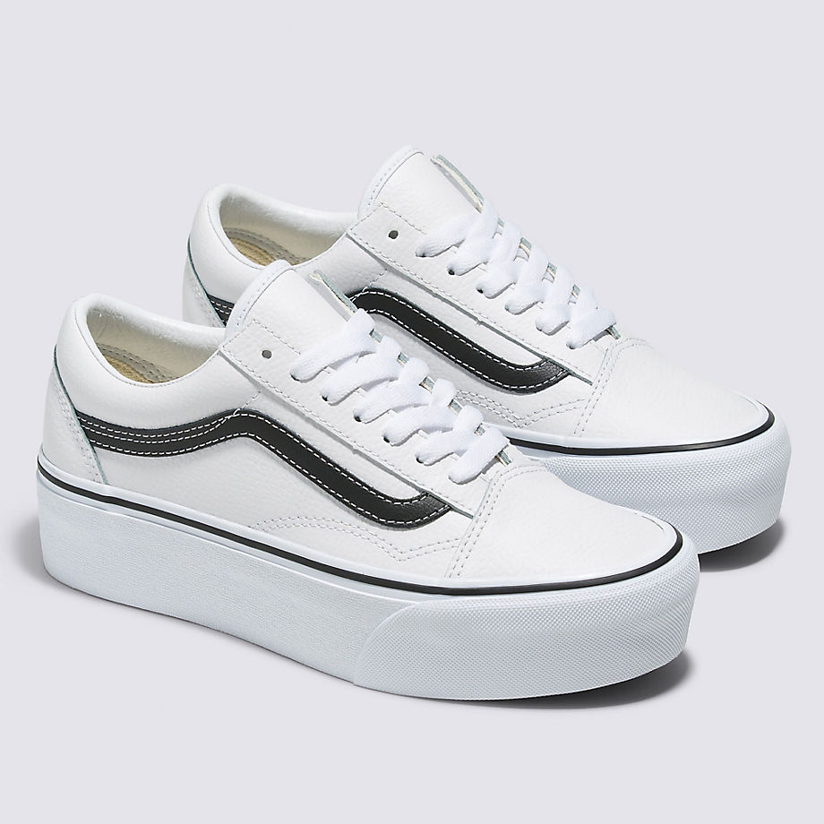 Vans Old Skool Stackform Leather Shoes (true White/blac) Women White