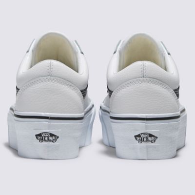 Vans leather old 2024 skool white