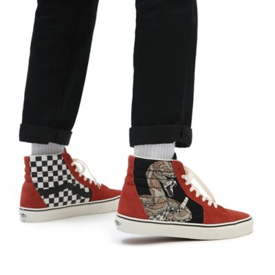 Red checker hot sale flame vans