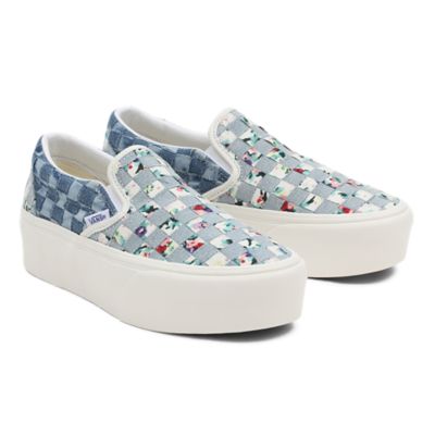 Woven Classic Slip On Stackform Shoes Blue Multicolour Vans