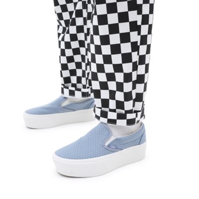 Vans slip on chex skate sale shoe cool blue