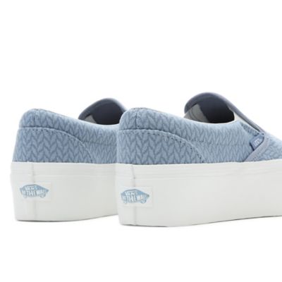 Blue vans slip ons with best sale checkered foxing