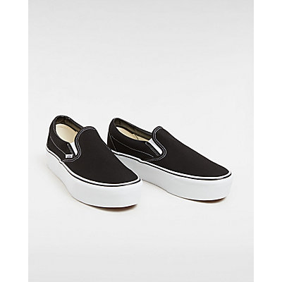 Vans Classic Slip-On stackform sneakers in black/white