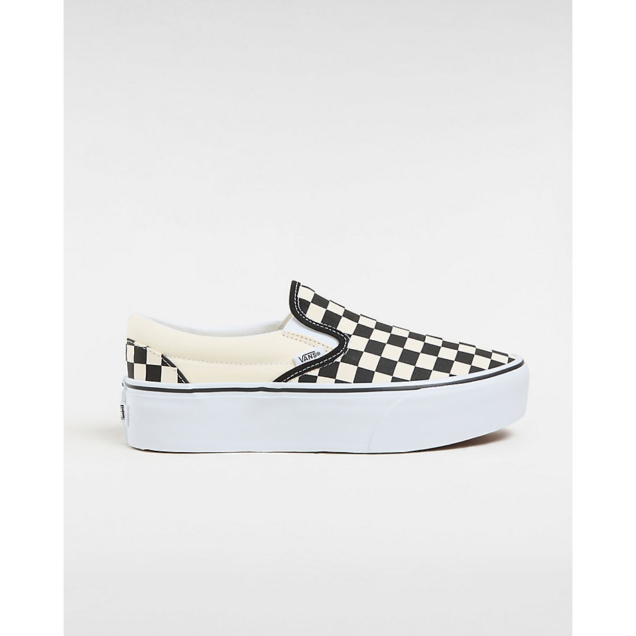 Vans Classic Slip-on Stackform Schuhe (checkerboard Black/classic White) Damen Weiß